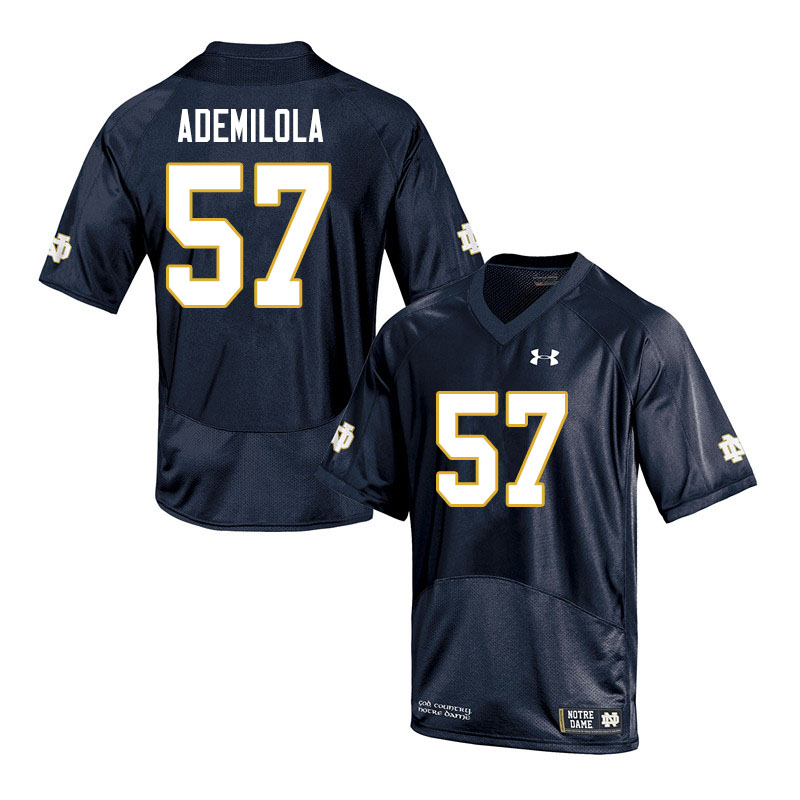 Men's NCAA Notre Dame Fighting Irish #57 Jayson Ademilola Stitched College Under Armour Authentic Navy Football Jersey ZV10L33ZM